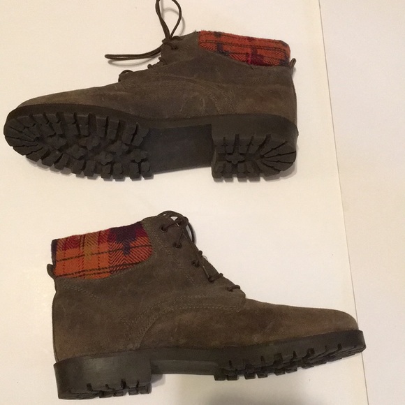 Lace up ankle boots with plaid trim Boho Shoes - Picture 10 of 10